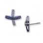 14K White Gold Diamond and Sapphire Cross Earrings