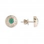 14K White Gold Diamond and Emerald Earrings