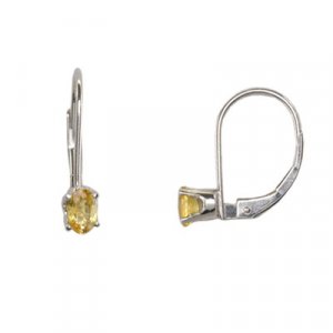 14K White Gold Yellow Sapphire Earrings