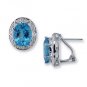 14K White Gold Diamond and Blue Topaz Earrings