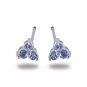 14K White Gold Three Stone Tanzanite Earrings