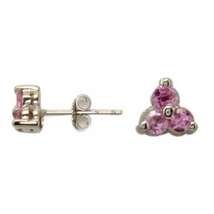 14K White Gold Pink Sapphire Earrings