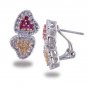 14K White Gold Diamond and Pink and Yellow Sapphire Earrings