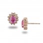14K Yellow Gold Pink Sapphire and Diamond Earrings