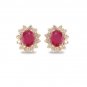 14K Yellow Gold Ruby and Diamond Earrings