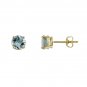 14K Round 6mm Aquamarine Stud Earring