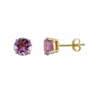 14K Round 7mm Pink Amethyst Stud Earring