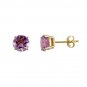 14K Round 7mm Pink Amethyst Stud Earring