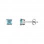 14K Square 4mm Blue Topaz Stud Earring