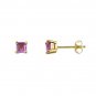 14K Square 4mm Pink Amethyst Stud Earring