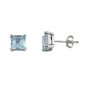 14K Square 6mm Aquamarine Stud Earring