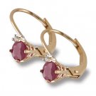 14K Gold Ruby and Diamond Earrings