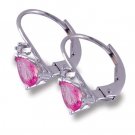 14K Gold Pear Shaped Pink Sapphire and Diamond Earrings