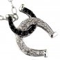 14K White Gold Diamond and Black Diamond Horse Shoe Necklace