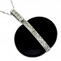 14K White Gold Diamond and Onyx Necklace