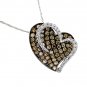 14K Diamond and Brown Diamond Heart Necklace