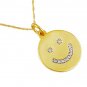 14K Yellow Gold Diamond Smiley Face Necklace