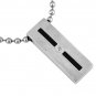 Mens Stainless Steel Diamond and Onyx Necklace