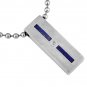 Mens Stainless Steel Diamond and Lapis Necklace