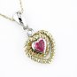14K Diamond and Pink Sapphire Heart Necklace