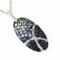 14K White Gold Diamond and Sapphire Necklace