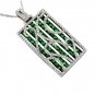 14K White Gold Diamond and Green Garnet Necklace