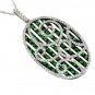 14K White Gold Diamond and Green Garnet Necklace