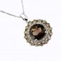 14K White Gold Smoke Topaz Diamond and Brown Diamond Necklace