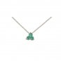14K White Gold Three Stone Emerald Necklace