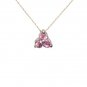 14K White Gold Three Stone Pink Sapphire Necklace