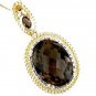 14K Yellow Gold Diamond and Smoke Topaz Necklace