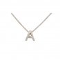 14K White Gold Diamond Initial A Necklace