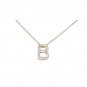 14K White Gold Diamond Initial B Necklace
