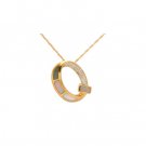 14K Gold Diamond and Mother of Pearl Initial Q Necklace