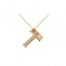 14K Gold Diamond and Mother of Pearl Initial T Necklace