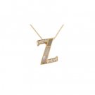 14K Gold Diamond and Mother of Pearl Initial Z Necklace
