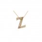 14K Gold Diamond and Mother of Pearl Initial Z Necklace