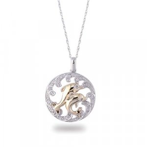 14K Two Tone Gold Diamond Pendant