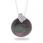 14K White Gold Diamond Heart Shaped Pendant With Black Mother of Pearl