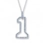 14K White Gold Diamond Number One Pendant
