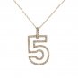 14K White Gold Diamond Number Five Pendant