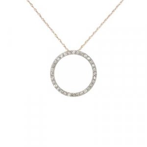 14K White Gold Diamond Circle Pendant
