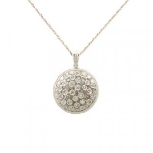 14K White Gold Diamond Circle Shape Pendant