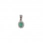 14K White Gold Emerald and Diamond Pendant