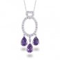 14K White Gold Diamond and Amethyst Pendant