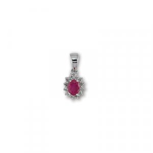 14K White Gold White Gold Ruby and Diamond Pendant