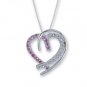 14K White Gold Diamond and Pink Sapphire Heart Pendant