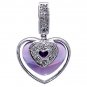 14K White Gold Diamond and Amethyst Heart Pendant