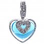 14K White Gold Diamond and Blue Topaz Heart Pendant