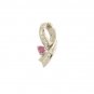 14K White Gold Trillion Cut Pink Sapphire and Diamond Slide